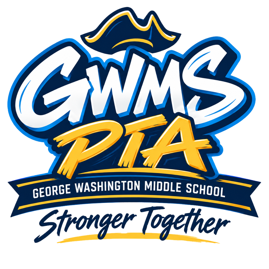 GWMS PTA, George Washington Middle School. Stronger Together.